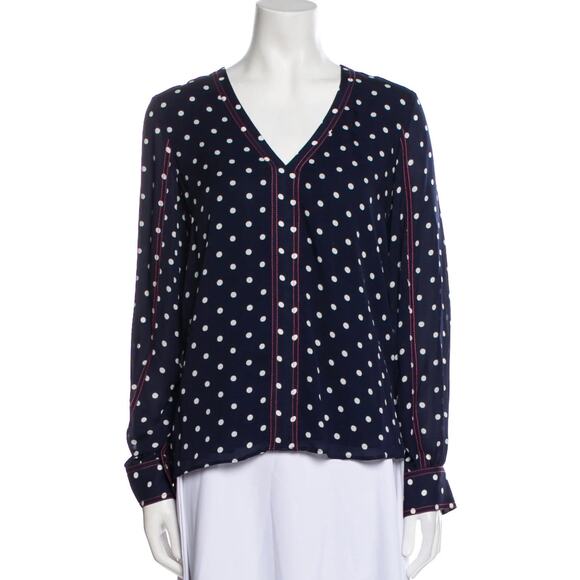 Tanya Taylor Tops - Tanya Taylor 100% Silk Polka Dot Nautical Blue Blouse